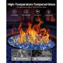 VEVOR Fire Glass, 10LBS / 4.5KG High-Temperature Resistant Fireplace Rocks, 1/4-Inch / 6.35 mm Reflective & Smokeless Firepit Gl