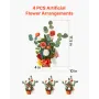 VEVOR Standing Artificial Flowers Arrangements 4 PCS, 450 mm Tall Faux Flower Decorations for Wedding Aisle Runner Chair, Orange