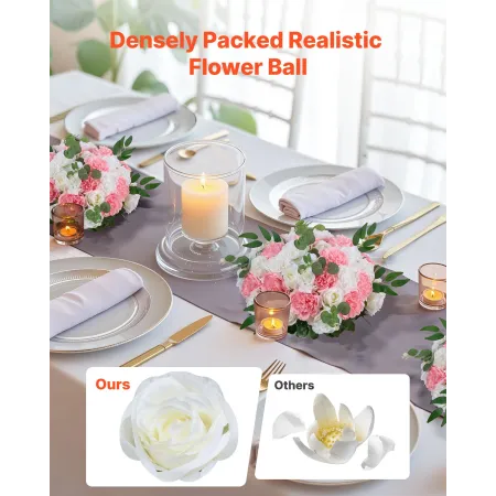 VEVOR Flower Ball Arrangement Bouquet 10 PCS, 450 mm Diameter Artificial Flower Balls Wedding Table Centerpieces, Rose Arrangeme