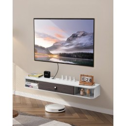 Floating TV Stand 47 i Entertainment Center Power med kabelhullet hvidt