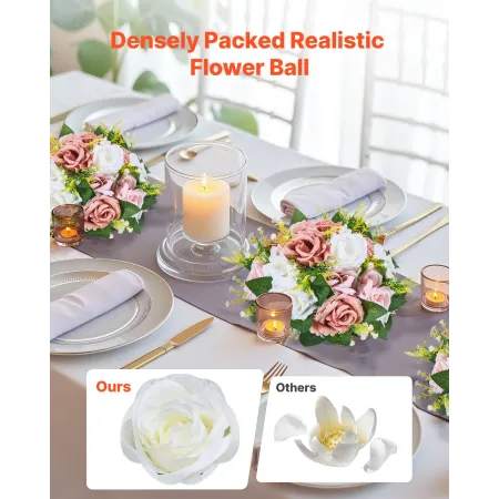 VEVOR Flower Ball Arrangement Bouquet 10PCS, 240 mm Diameter Artificial Flower Balls Wedding Table Centerpieces, Faux Rose Arran