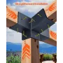 Pergola Kit, 4x4 Inch 4-Way Slanted Bracket for 92 x 92 mm Wood Beams in Actual Size, Carbon Steel Pergola Bracket with Post Bas