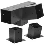 Pergola Kit, 4x4 Inch 4-Way Slanted Bracket for 92 x 92 mm Wood Beams in Actual Size, Carbon Steel Pergola Bracket with Post Bas