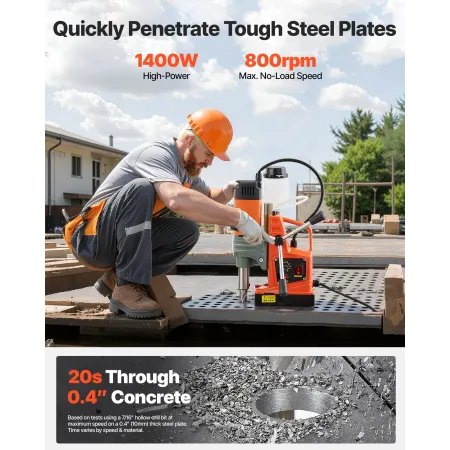 VEVOR Magnetic Drill Press, 1350 W, 50 mm borediameter, 12500N Power Portable Mag Drill Press, 0–800 RPM Justerbar hastighed, wi