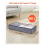 Under Bed Storage with Clear Lids, 996 x 500 x 180 mm, 90L Large Underbed Clothes Storage Containers, Low Profile Under Bed Draw