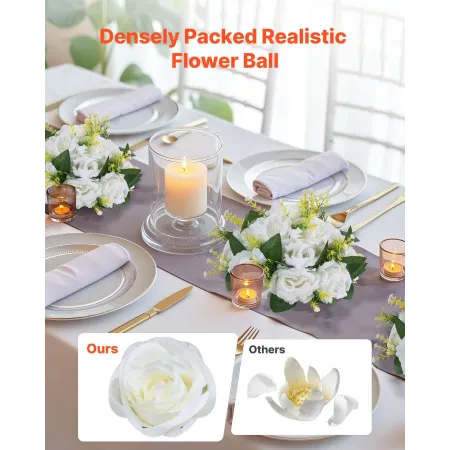 Flower Balls Arrangement Bouquet 10 PCS, 240 mm Diameter Artificial Flower Balls Wedding Rose Centerpieces, Faux Flowers Arrange