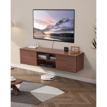 Floating TV Stand 60" Entertainment Center Adjustable Shelf & Sliding Door