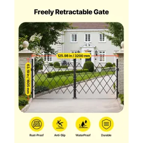 VEVOR Double Folding Security Gate, Lockable Scissor Gate with 360° Swivel Casters, Outdoor Barricade Steel Retractable Gates, f