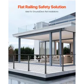 VEVOR kabel gelænderstolpe, 42x1x2 tommer niveau dæk trappestolper, 1-pakke rustfrit stål kabel gelænderstolpe, forborede