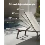VEVOR Outdoor Chaise Lounge Chair Set of 2, 181 kg Weight Capacity, Foldable Sun Tanning Chair, 5 Adjustable Positions, Easy Ass