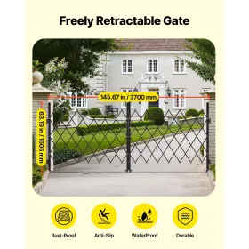 VEVOR Double Folding Security Gate, Lockable Scissor Gate with 360° Swivel Casters, Outdoor Barricade Steel Retractable Gates, f