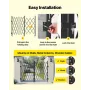 Double Folding Security Gate, Lockable Scissor Gate with 360° Swivel Casters, Outdoor Barricade Steel Retractable Gates, for Ent
