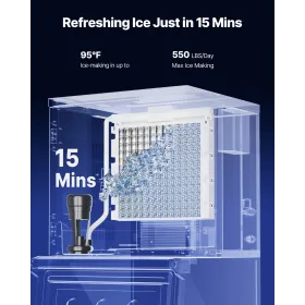 Commercial Ice Maker Machine, 249.5 kg/24H Ice-Making Machine with 136 kg Large Storage Bin, Auto Self-Cleaning Ice Maker with T