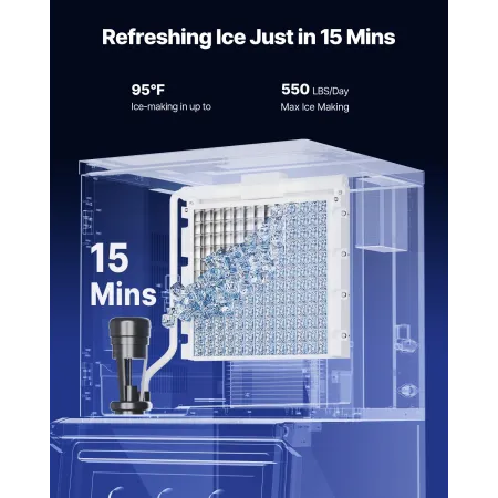 VEVOR Commercial Ice Maker Machine, 249.5 kg/24H Ice-Making Machine with 136 kg Large Storage Bin, Auto Self-Cleaning Ice Maker 
