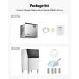 Commercial Ice Maker Machine, 181.4 kg/24H Ice-Making Machine with 136 kg Large Storage Bin, Auto Self-Cleaning Ice Maker with T