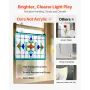 Stained Glass Window Panel, 664 x 402 mm, Tiffany Style Hanging Transom Window Panel with Chain, Large Horizontal Rectangle Stai