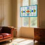 Stained Glass Window Panel, 664 x 402 mm, Tiffany Style Hanging Transom Window Panel with Chain, Large Horizontal Rectangle Stai