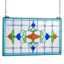 VEVOR Farvet glas vinduespanel, 664 x 402 mm, Tiffany Style hængende agterspejlet vinduespanel med kæde, stort vandret rektangl