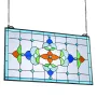 Stained Glass Window Panel, 664 x 402 mm, Tiffany Style Hanging Transom Window Panel with Chain, Large Horizontal Rectangle Stai