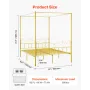 Queen Size Canopy Bed Frame, Metal Canopy Bed with Minimalist Headboard & Four Posters Design, Heavy Duty Steel Slats Support, U