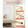 Queen Size Canopy Bed Frame, Metal Canopy Bed with Minimalist Headboard & Four Posters Design, Heavy Duty Steel Slats Support, U
