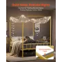 Queen Size Canopy Bed Frame, Metal Canopy Bed with Minimalist Headboard & Four Posters Design, Heavy Duty Steel Slats Support, U