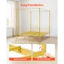 Queen Size Canopy Bed Frame, Metal Canopy Bed with Minimalist Headboard & Four Posters Design, Heavy Duty Steel Slats Support, U
