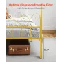 Queen Size Canopy Bed Frame, Metal Canopy Bed with Minimalist Headboard & Four Posters Design, Heavy Duty Steel Slats Support, U