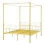 Queen Size Canopy Bed Frame, Metal Canopy Bed with Minimalist Headboard & Four Posters Design, Heavy Duty Steel Slats Support, U