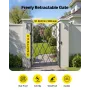 VEVOR Single Folding Security Gate, Lockable Scissor Gate with 360° Swivel Casters, Outdoor Barricade Steel Retractable Gates, f