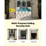 VEVOR Single Folding Security Gate, Lockable Scissor Gate with 360° Swivel Casters, Outdoor Barricade Steel Retractable Gates, f