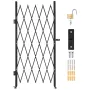 VEVOR Single Folding Security Gate, Lockable Scissor Gate with 360° Swivel Casters, Outdoor Barricade Steel Retractable Gates, f
