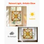 Stained Glass Window Panel, 501 x 527 mm, Tiffany Style Hanging Transom Window Panel with Chain, Large Vertical Rectangle Stain 