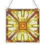 Stained Glass Window Panel, 501 x 527 mm, Tiffany Style Hanging Transom Window Panel with Chain, Large Vertical Rectangle Stain 