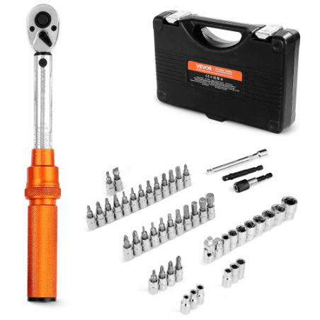 Click Torque Wrench Set 1/4Inch Drive 20-240 lbf-in/2.3-27.1N.m Orange