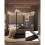 Full Size Canopy Bed Frame, Metal Canopy Bed with Four Posters Design, Heavy Duty Steel Slats Support, Underbed Storage Space, N