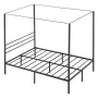 Full Size Canopy Bed Frame, Metal Canopy Bed with Four Posters Design, Heavy Duty Steel Slats Support, Underbed Storage Space, N