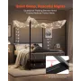 Queen Size Canopy Bed Frame, Metal Canopy Bed with Four Posters Design, Heavy Duty Steel Slats Support, Underbed Storage Space, 