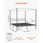 King Size Canopy Bed Frame, Metal Canopy Bed with Four Posters Design, Heavy Duty Steel Slats Support, Underbed Storage Space, N