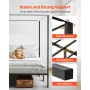 VEVOR kingsize himmelsengsramme, metal himmelseng med fire plakaters design, kraftig stållamellerstøtte, undersengsopbevaring Sp
