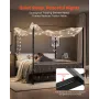King Size Canopy Bed Frame, Metal Canopy Bed with Four Posters Design, Heavy Duty Steel Slats Support, Underbed Storage Space, N