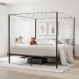 VEVOR King Size Canopy Bed Frame, Metal Canopy Bed with Four Posters Design, Heavy Duty Steel Slats Support, Underbed Storage Sp
