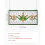 Stained Glass Window Panel, 810 x 433 mm, Tiffany Style Hanging Transom Window Panel with Chain, Large Horizontal Rectangle Stai
