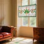 Stained Glass Window Panel, 810 x 433 mm, Tiffany Style Hanging Transom Window Panel with Chain, Large Horizontal Rectangle Stai