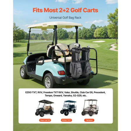 VEVOR Golf Cart Bag Holder, 1370 x 195 x 60,5 mm, Kompatibel med de fleste 2+2 Golf Cart Bagsæde med 1,2-tommer firkantede rør,