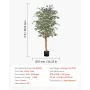 VEVOR 150cm Artificial Ficus Tree with Black Pot, Tall Faux Ficus Plant with Natural Wood Trunk and Realistic Green Leaves, Indo