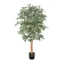 150cm Artificial Ficus Tree with Black Pot, Tall Faux Ficus Plant with Natural Wood Trunk and Realistic Green Leaves, Indoor Fak