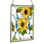 Stained Glass Window Panel, 502 x 520 mm, Tiffany Style Hanging Transom Window Panel with Chain, Large Vertical Rectangle Stain 