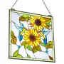 Stained Glass Window Panel, 502 x 520 mm, Tiffany Style Hanging Transom Window Panel with Chain, Large Vertical Rectangle Stain 
