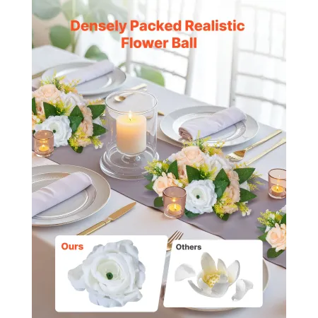 VEVOR Flower Ball Arrangement Buket 10 STK, 240 mm Diameter kunstige blomsterkugler Bryllupsbord centerpieces, Rose Arrangeme